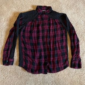 Maroon and Black Lace Flannel